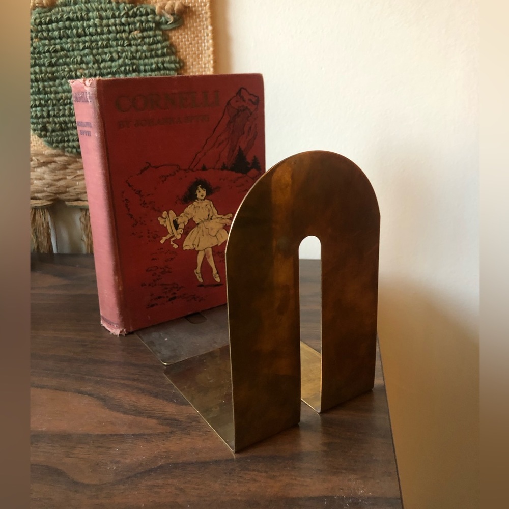 Vintage brass arched bookends